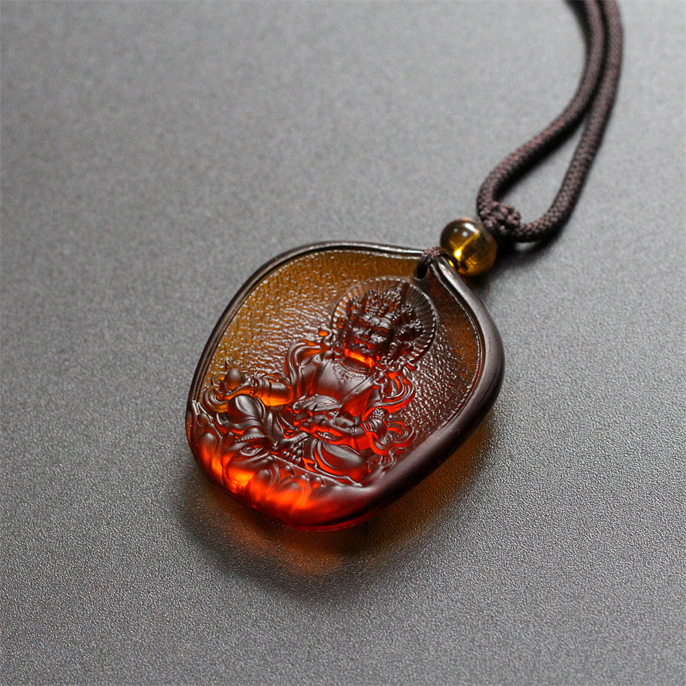 Yellow Jambhala Liuli Pendant-Wealth Generosity & Prosperity