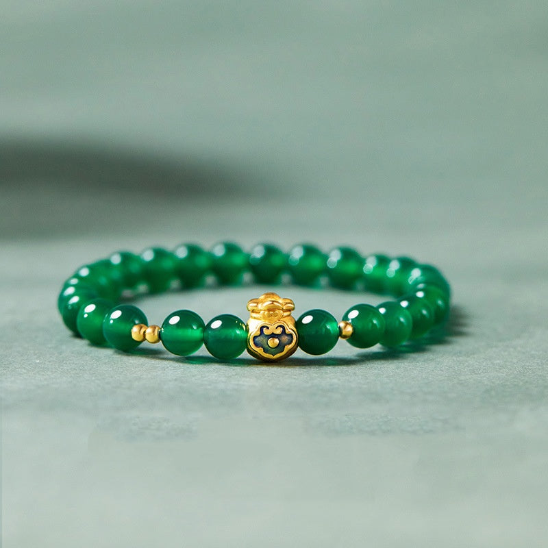 Ruyi Blessing Pouch Chalcedony Bracelet ¨C Serenity. Joy & Good Fortune