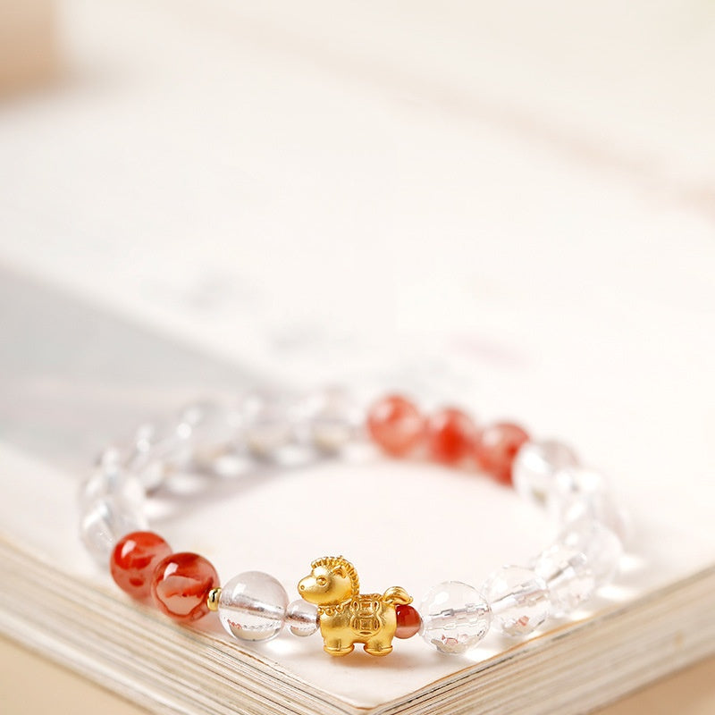 Lucky Gold Horse Ice-Floating Crystal Bracelet-A Bright New Journey