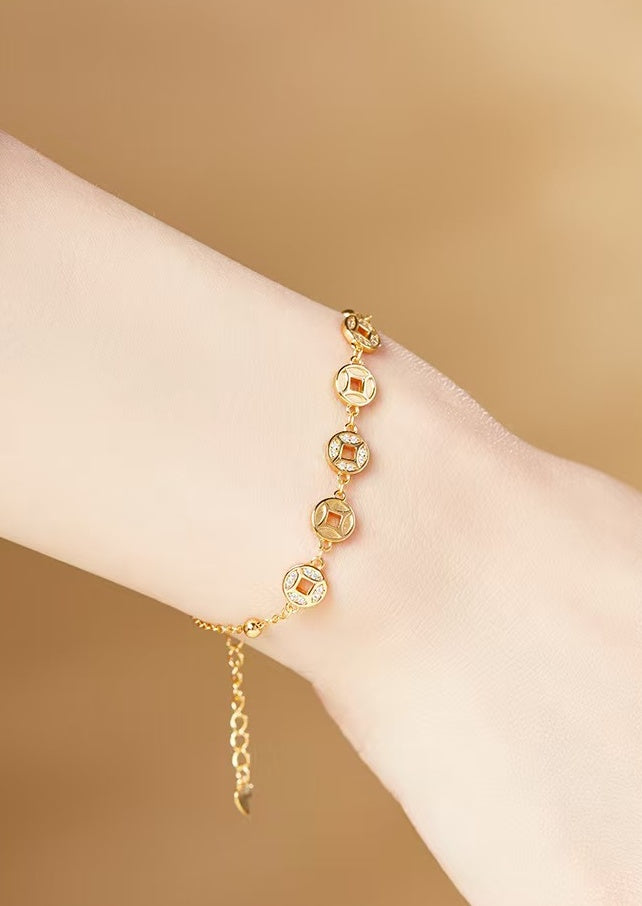 Rolling Fortune Coin Bracelet ¨C18k Gold Plated 925 Sterling Silver