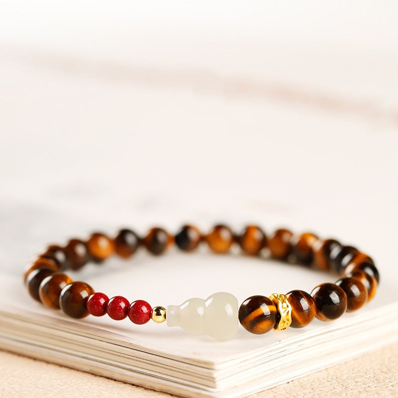 Tiger Eye & Jade Gourd Protection Bracelet ¨C Calm Energy & Good Fortune Charm