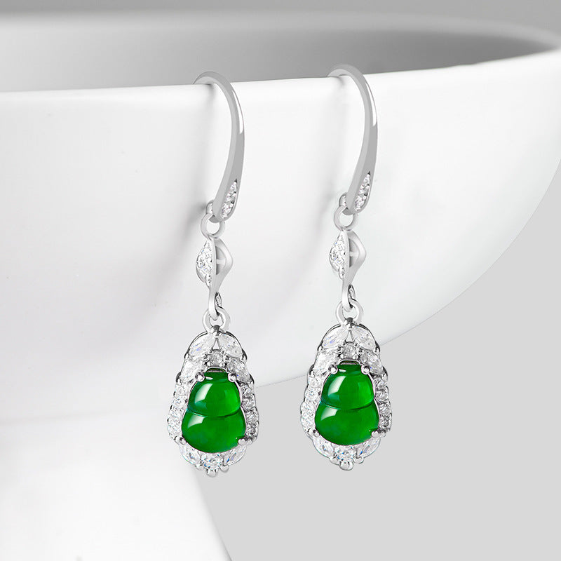 Wulu Green Jade Wealth Earrings