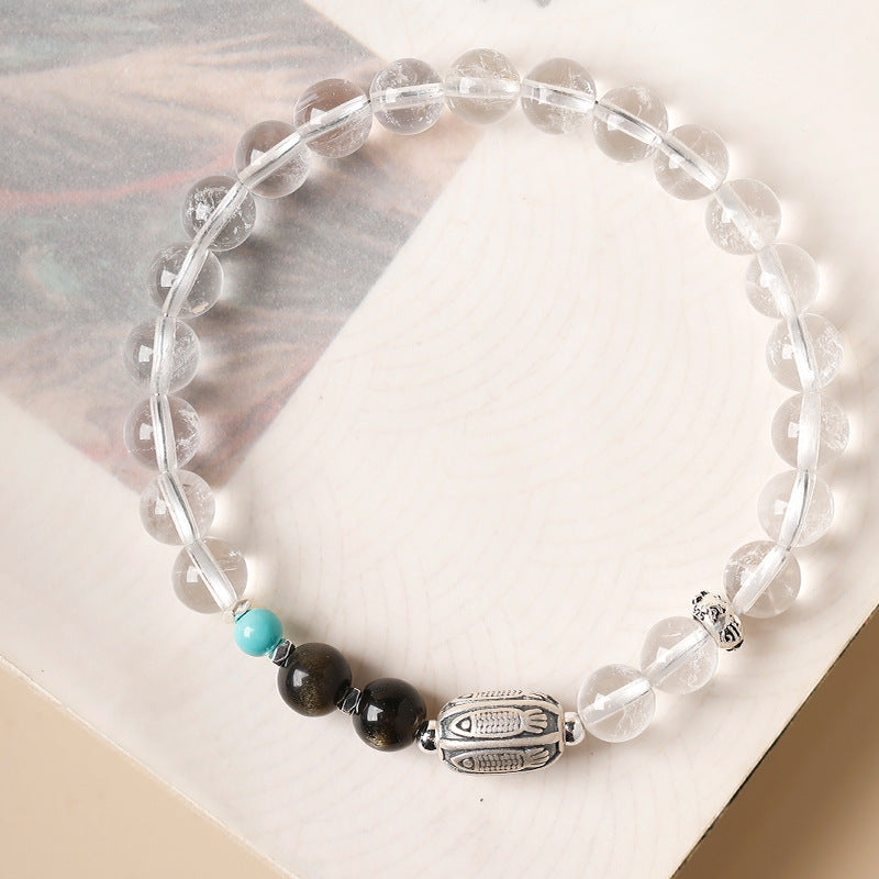 Flow Forward-Silver Koi Clear Quartz Bracelet