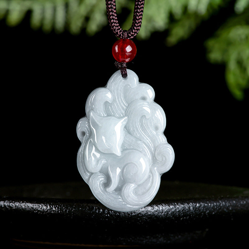 Natural Type A Jadeite Fox Pendant ¨C Charm of Wisdom & Protection