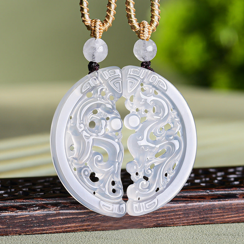 Dragon & Phoenix Hollow Design Aaget Pendant Set – Unity. Love & Lifelong Bond