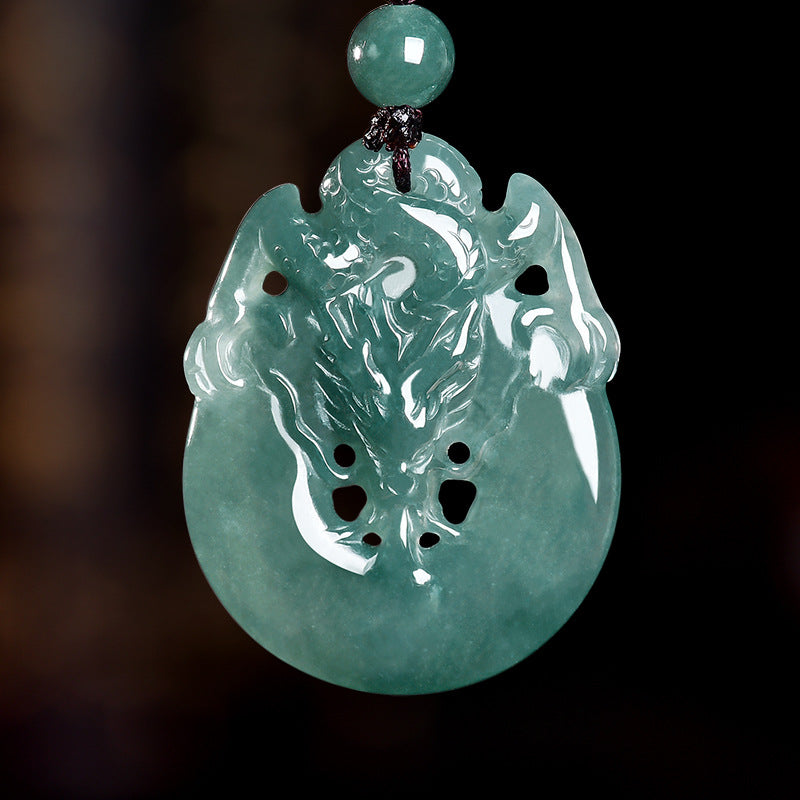 Dragon Drinking Water Jade Pendant-Prosperity, Peace & Lasting Fortune
