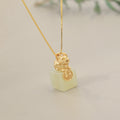 Gold-Plated Pixiu White Nephrite Jade Pendant Necklace-Grounded Opportunity