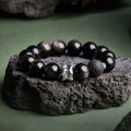 Resilient Core-Silver Obsidian & Lava Stone Beaded Bracelet