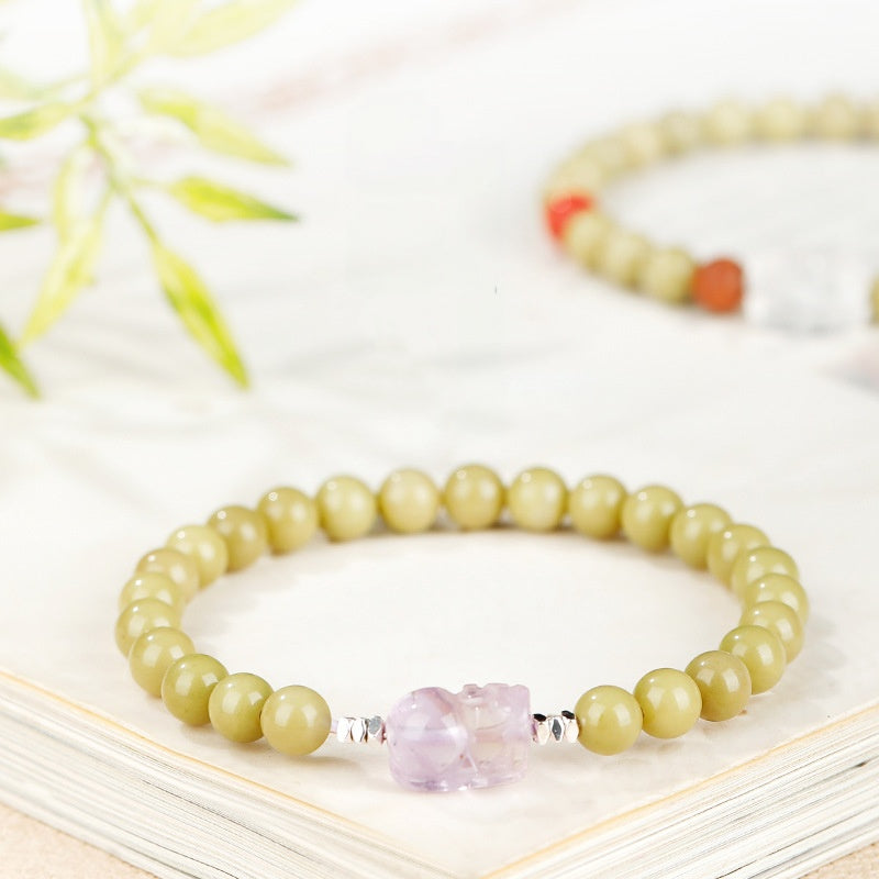 Amethyst Pixiu Green Agate Bracelet-Fortune with Intention