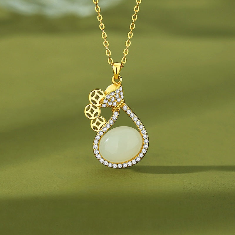 Hetian Jade Blessing Pouch Necklace ¨C Grace. Harmony & Good Energy