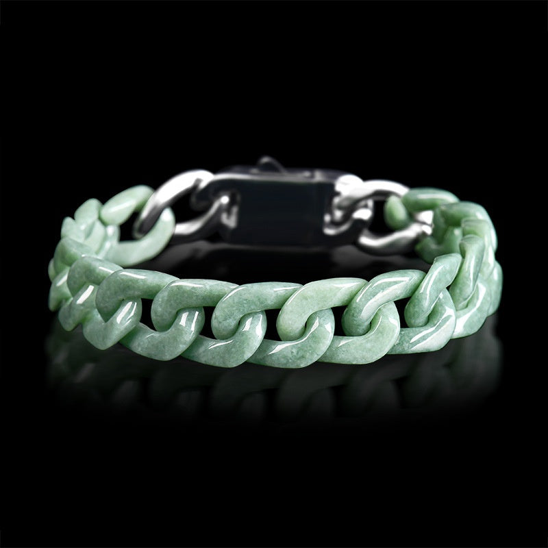 Hand-Carved Jadeite Cuban Link Bracelet-Guardian's Path