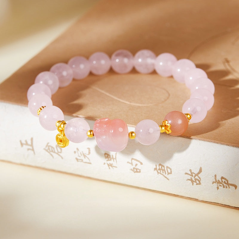 Pink Crystal Pixiu Bracelet–Fortune. Love & Graceful Energy