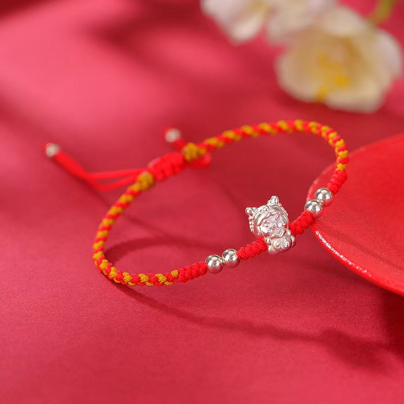 Zodiac Dragon 999 Silver String Bracelet-Luck Prosperity