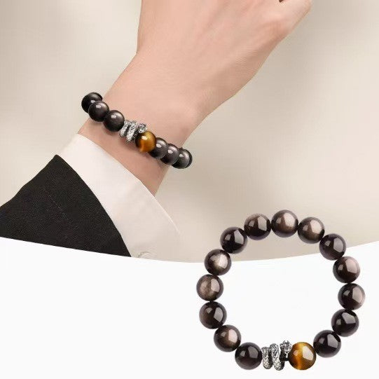Power Dragon Black Obsidian Men Bracelet-Traditional Good Fortune Symbol
