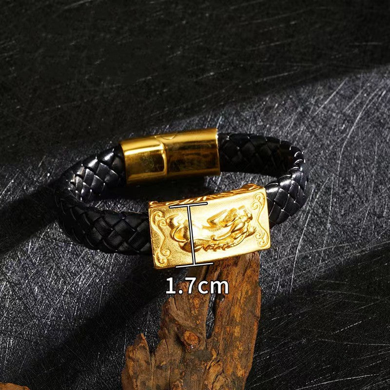 Fortune Beast Pixiu Leather Bracelet-Traditional Prosperity Symbol