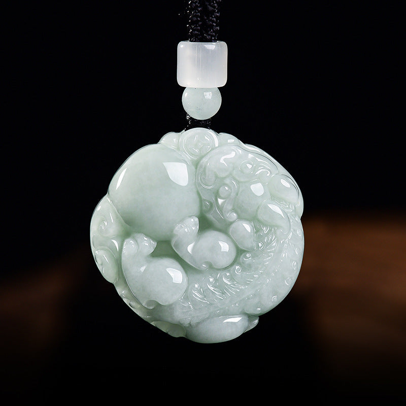 Pixiu Holding Fortune Jade Pendant-Wealth Stability & Prosperity