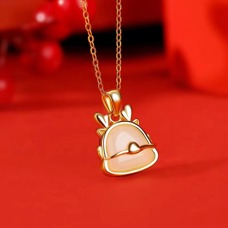 Dragon Year White Jade Necklace-Fortune Prosperity