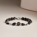 Quiet Wisdom-Rhombus Silver Sheen Obsidian Blue Tiger's Eye Bracelet