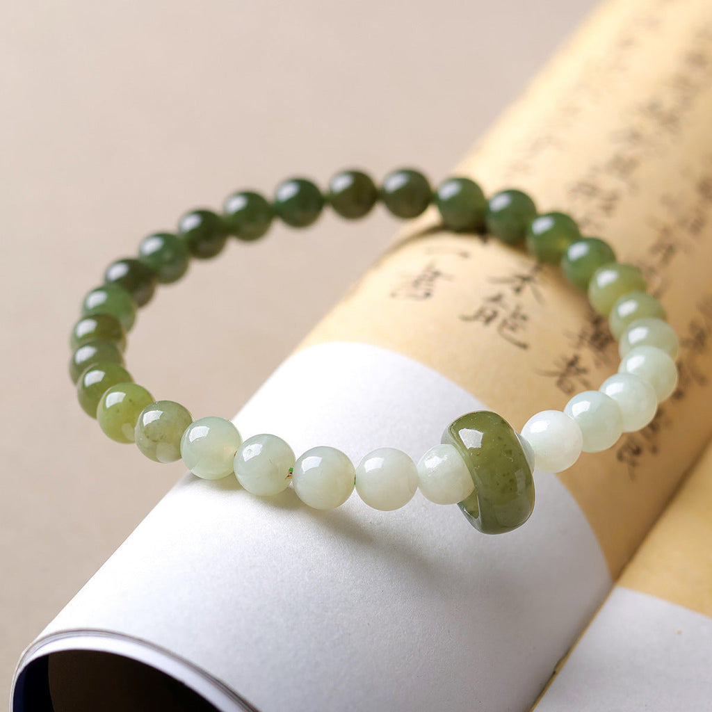 Green Jade Gradient Bead Bracelet ¨C Calm Flow & Balance Energy