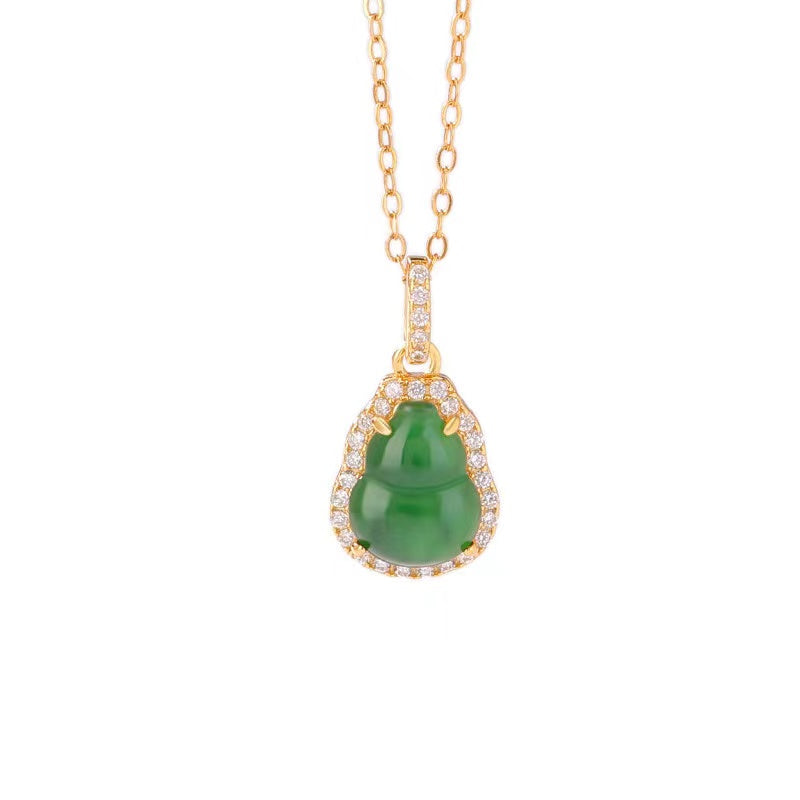 Calabash Jade Pendant Necklace-Good Fortune and Prosperity