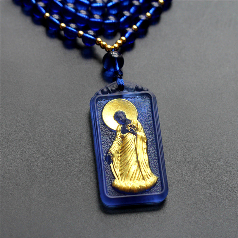 Sacred Zen Gilded Liuli Buddha Pendant - Golden Body & Halo Protection Series
