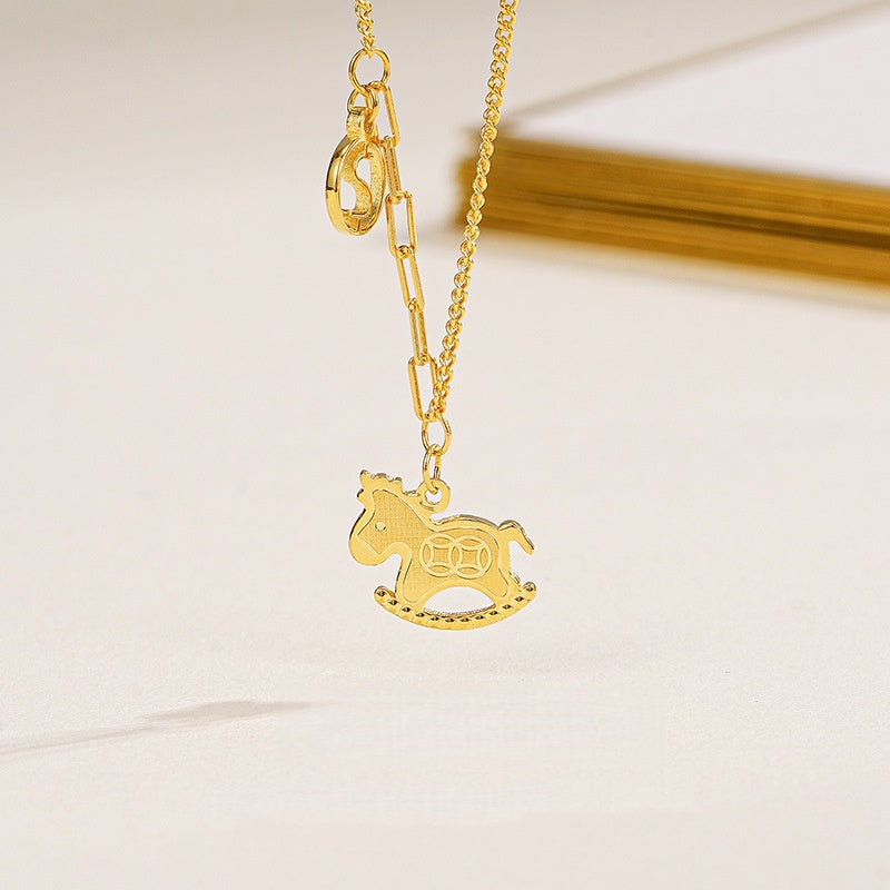 Lucky Horse Golden Necklace¨C2026 Year of the Horse Symbol of Progress & Prosperity