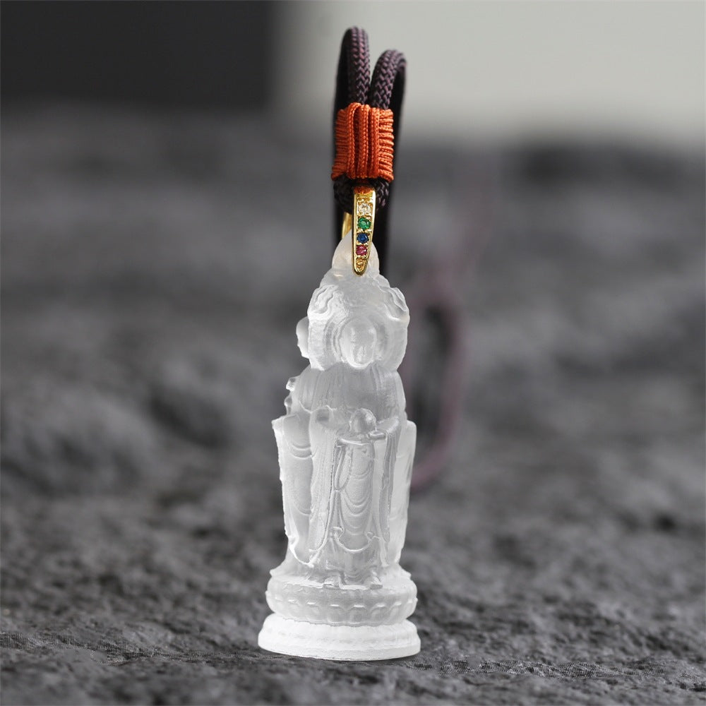 Three-Faced Ksitigarbha Guardian Liuli Pendant¨CProtection. Guidance & Safe Passage