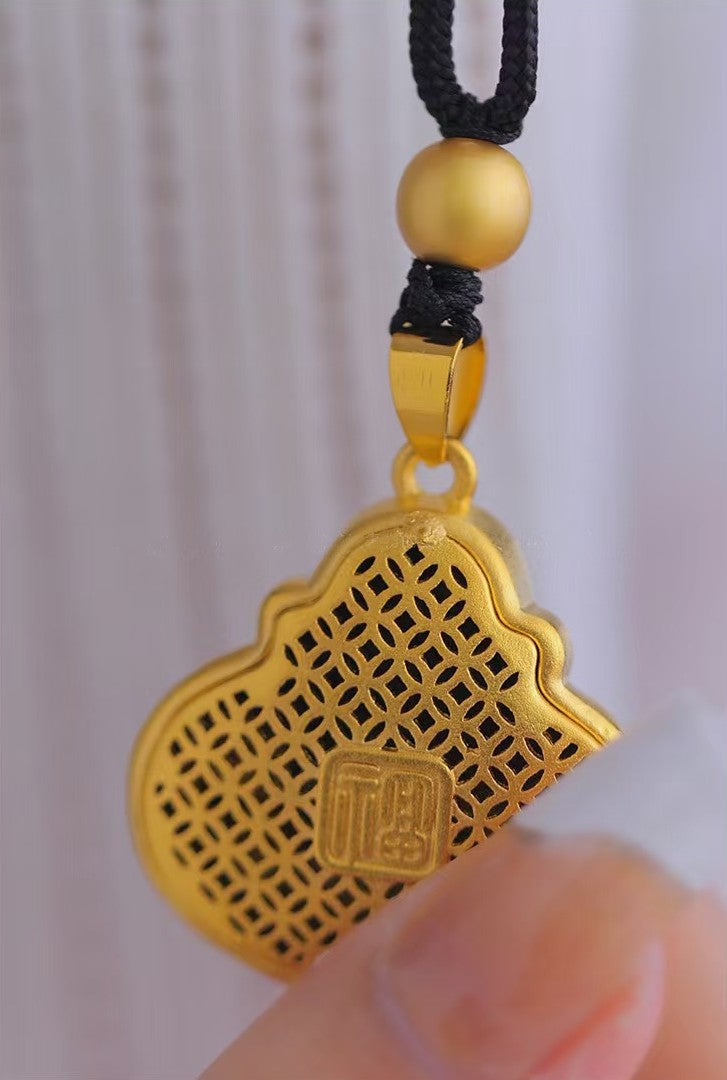 Golden Happy Buddha Pendant-Joy & Traditional Good Fortune