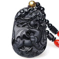 Black Obsidian Flying Pixiu Pendant – Hand-Carved Guardian of Wealth & Power