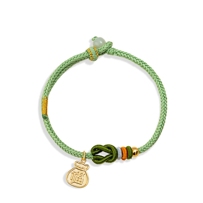Gold-Plated Good Fortune Charm Cord Bracelet-Everyday Blessings