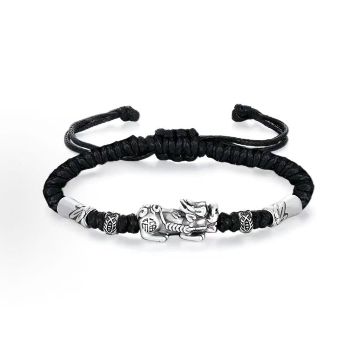 Steady Fortune-999 Fine Silver Pixiu Cord Bracelet