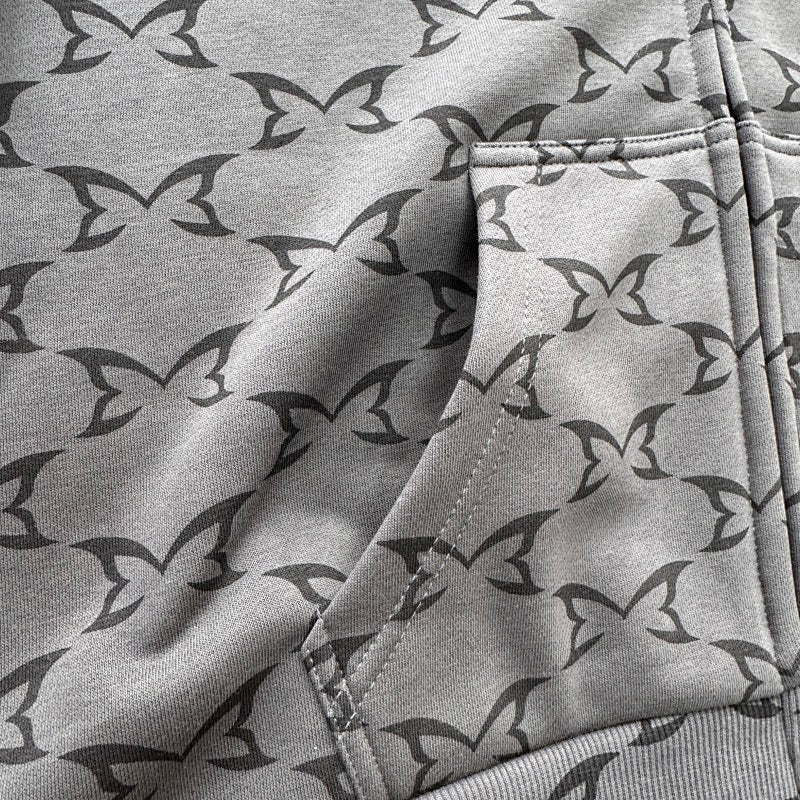 Mertra Monogram Zip Hoodie - Dark Grey