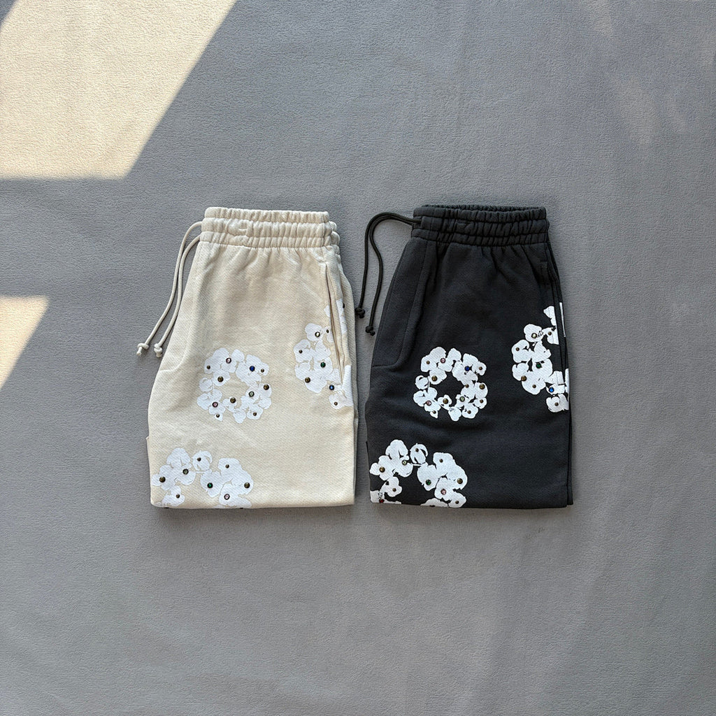 Rhinestone Cotton Wreath Shorts
