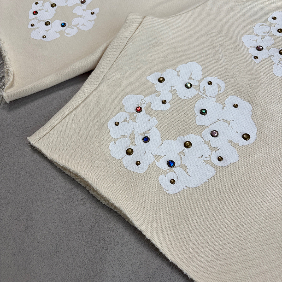 Rhinestone Cotton Wreath Shorts
