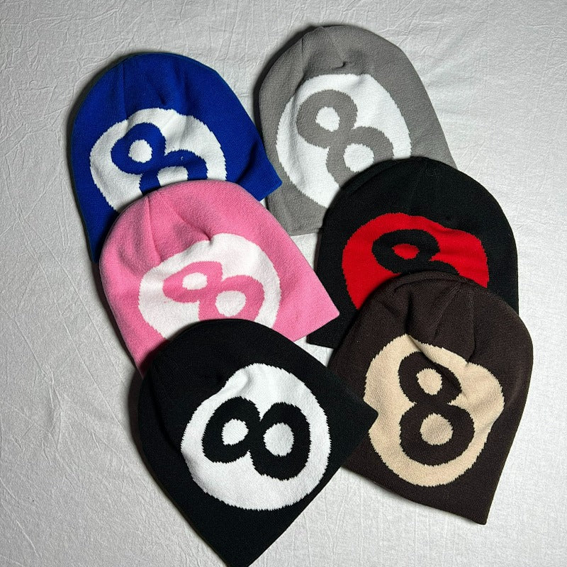8-Ball Beanies - Blue/Gray/Pink/Black/Red/Brown