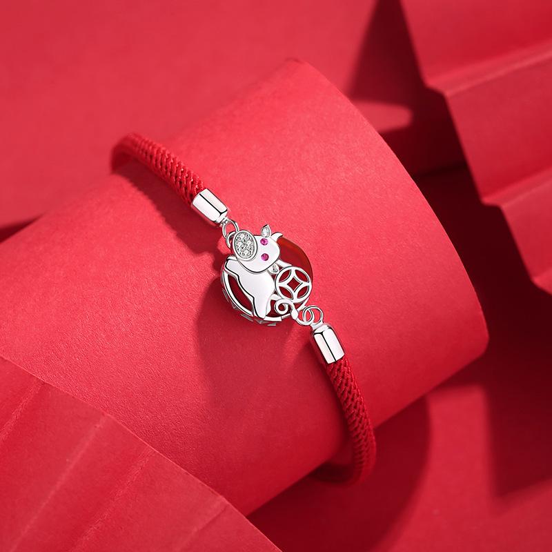 2021 Chinese New Year OX Lucky Coin Red Rope Bracelet