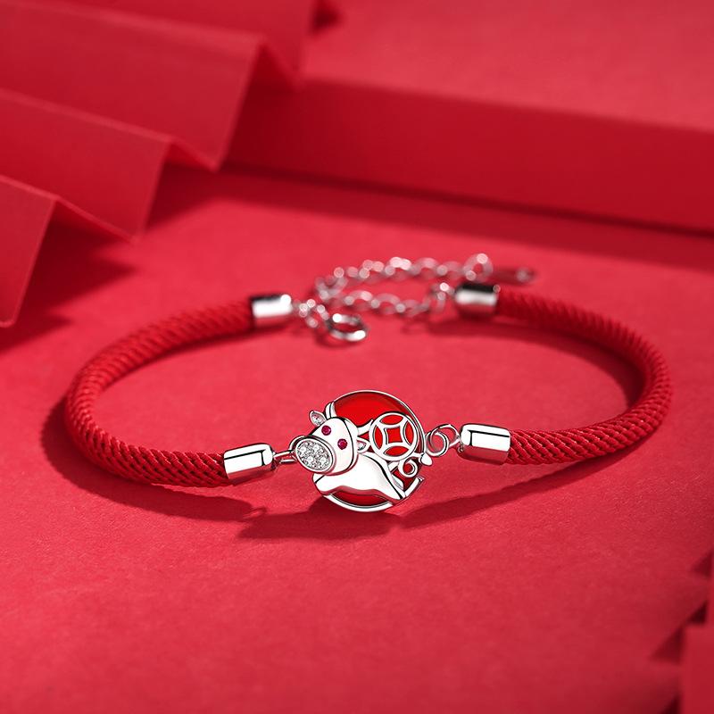 2021 Chinese New Year OX Lucky Coin Red Rope Bracelet
