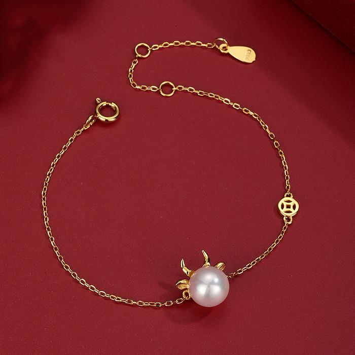 2021 Chinese New Year OX Natural Pearl Gold Lucky Bracelet