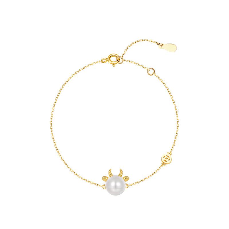 2021 Chinese New Year OX Natural Pearl Gold Lucky Bracelet