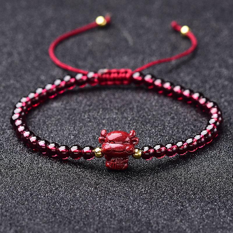 2021 Chinese New Year OX Red Garnet Lucky Bracelet