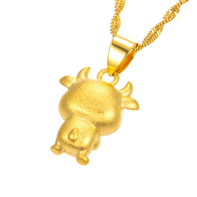 2021 Chinese New Year Zodiac OX 24k Gold Pendant Necklace