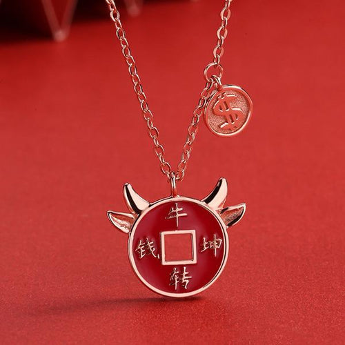 2021 Chinese New Year Zodiac OX Coin Pendant Necklace