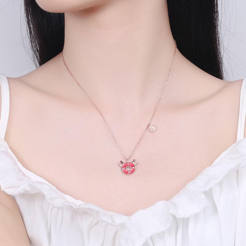 2021 Chinese New Year Zodiac OX Coin Pendant Necklace