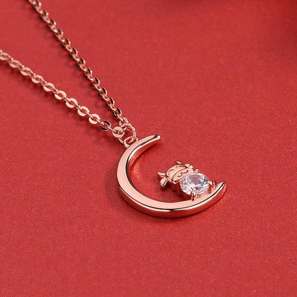 2021 Chinese New Year Zodiac OX Diamond Gold Pendant Necklace