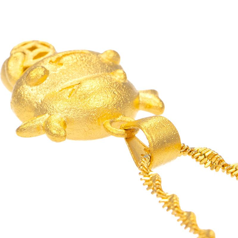 2021 Chinese New Year Zodiac OX Feng Shui Coin 24k Gold Pendant Necklace