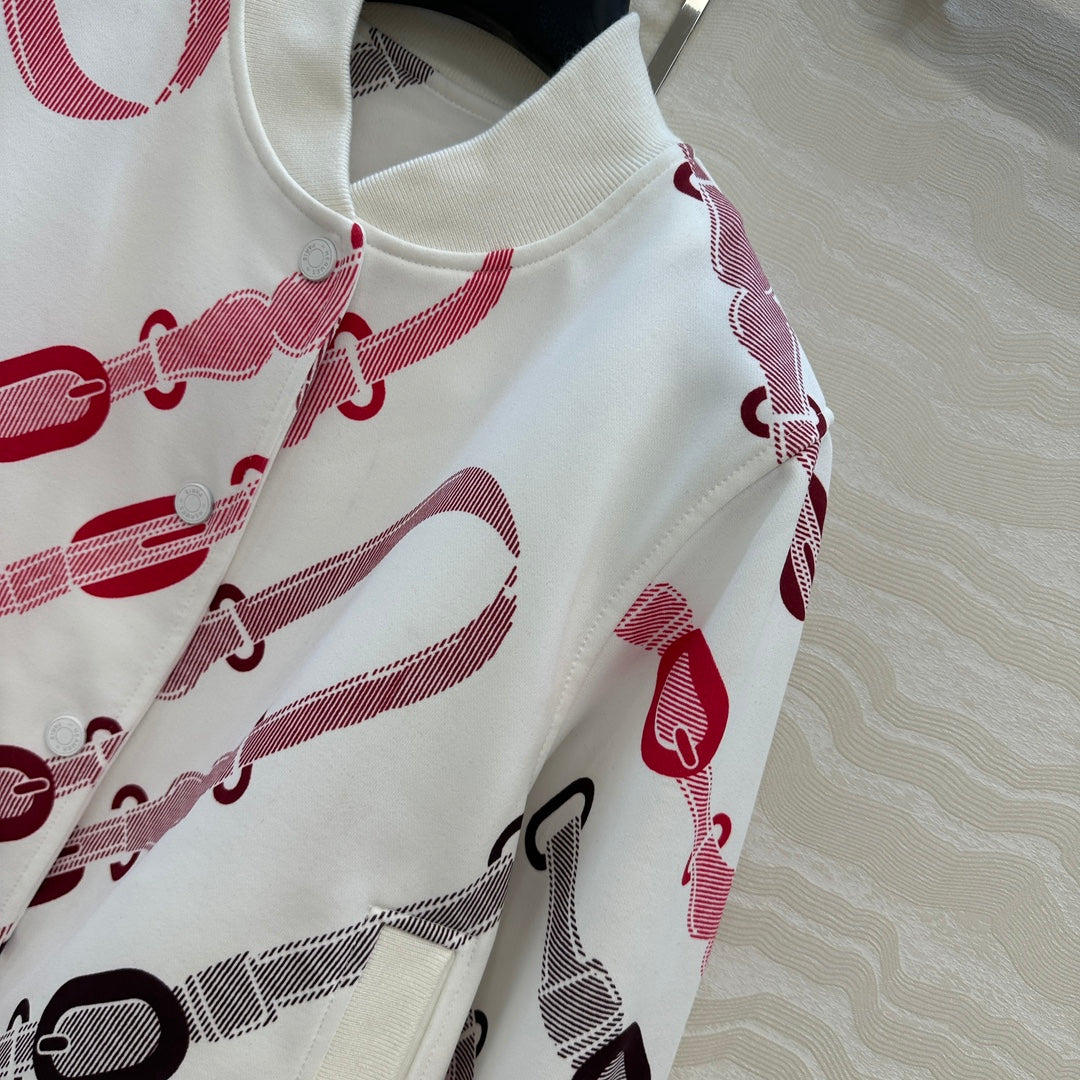 HM 25 Jacket White Mix Red Cotton 02663