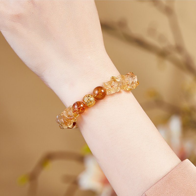 999 Silver Coin Yellow Tower Quartz Bracelet-Golden Shimmer