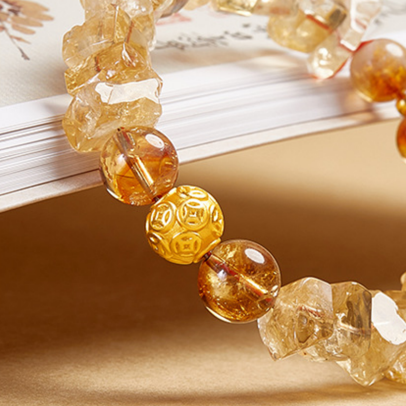 999 Silver Coin Yellow Tower Quartz Bracelet-Golden Shimmer