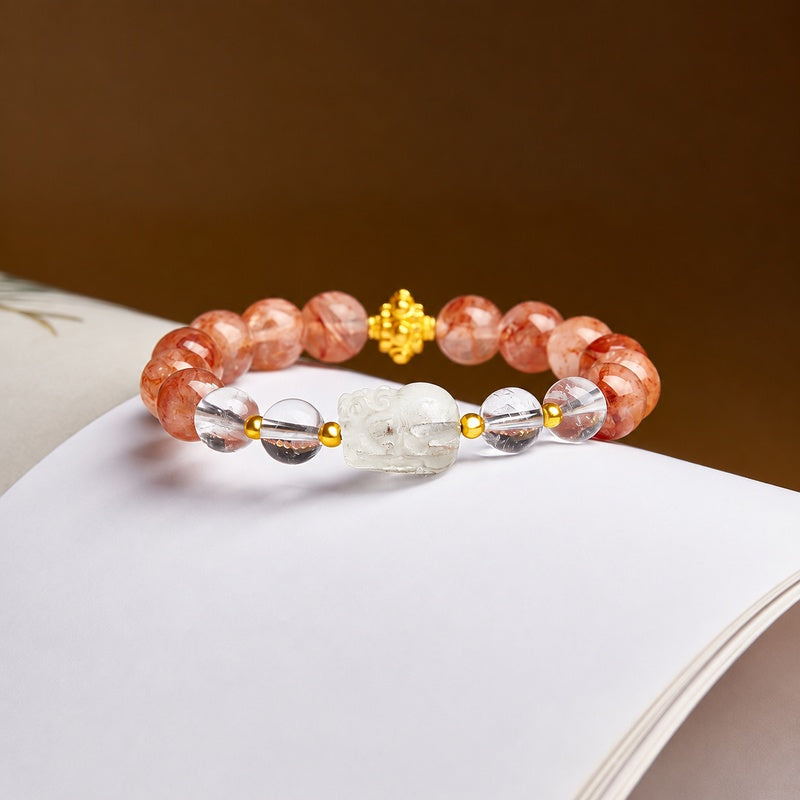 Lemon Quartz Pixiu Red Inclusion Quartz Bracelet-Warm Wishes