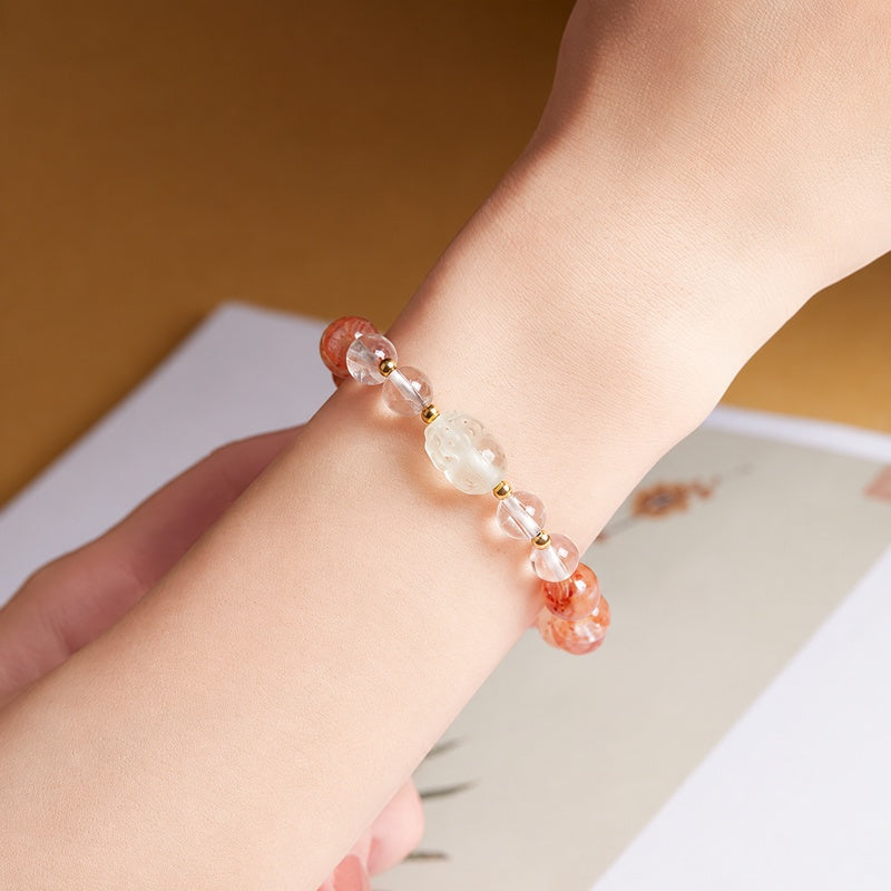 Lemon Quartz Pixiu Red Inclusion Quartz Bracelet-Warm Wishes